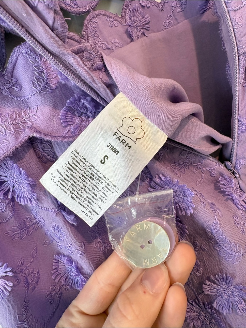 Farm Rio Lilac 3D Flower Sleeveless Midi Dress (Small) - Picture 7 of 10